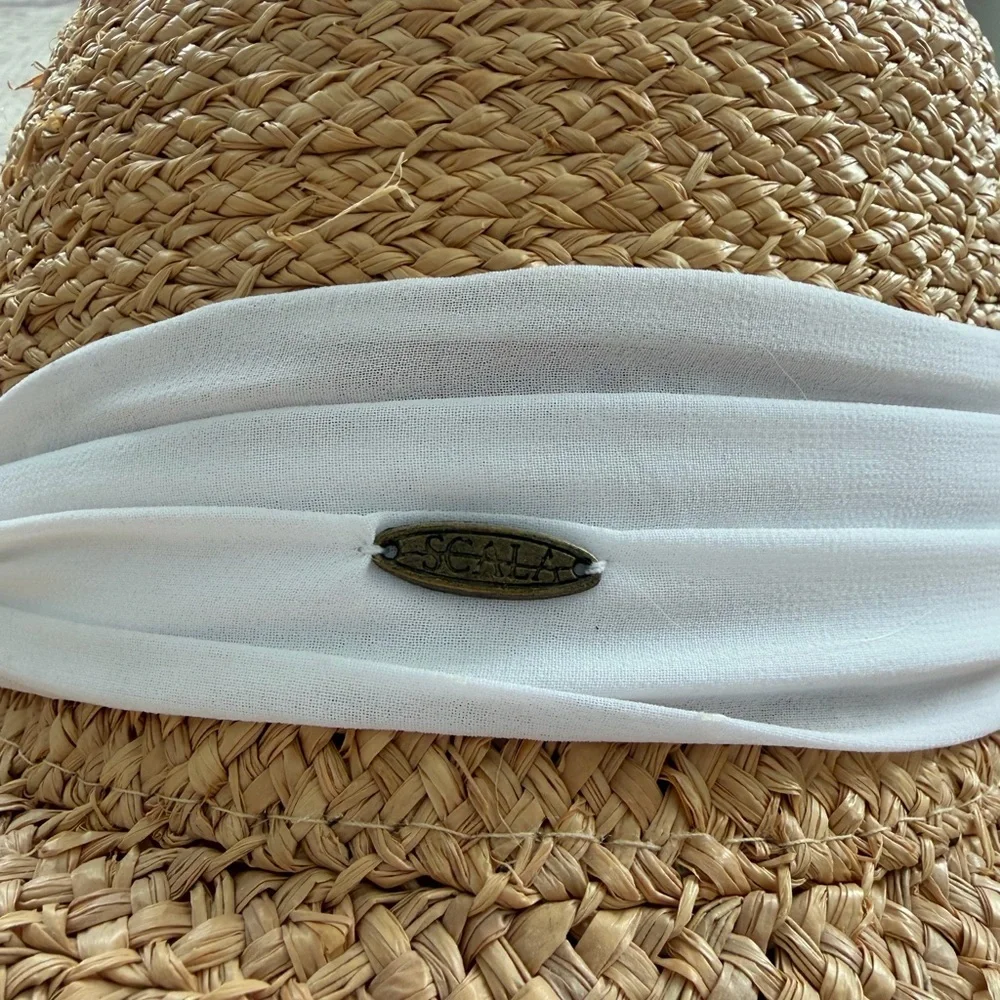 Scala Women’s Wide Brim Raffia Floppy Straw Hat White One Size
